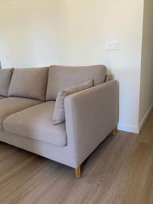 Sofá de canto à esquerda de 5 lugares bege