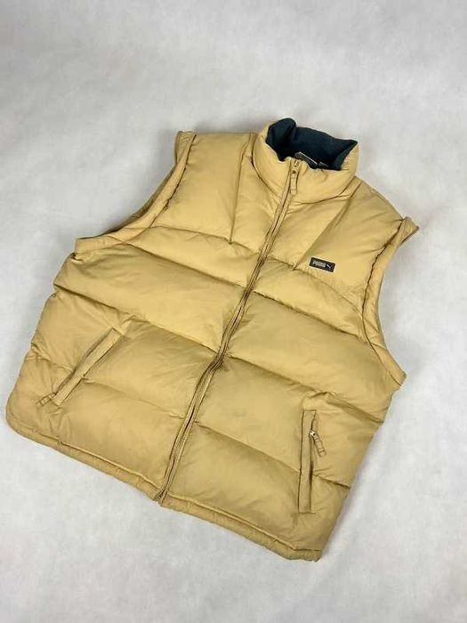 Piękna męska kurtka puchowa i kamizelka 2w 1 żółta beżowa puma