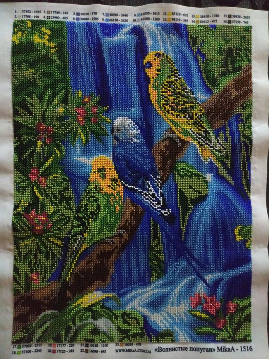 Картина бісером папуги