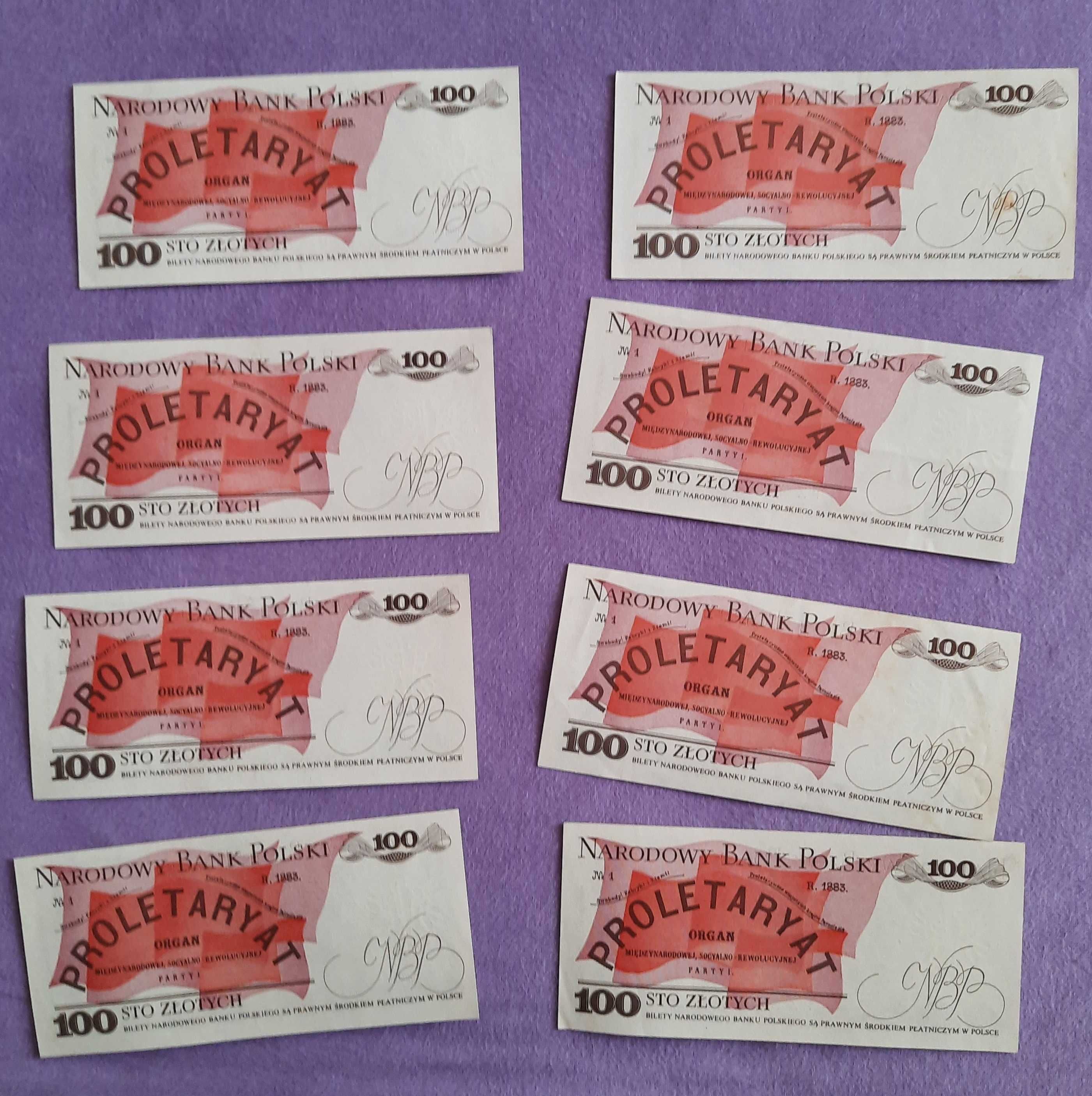 Banknoty 100 zł. z 1988 r. Ludwik Waryński seria: PZ