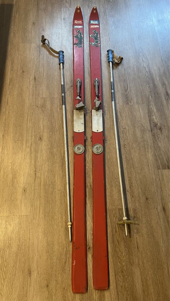 Retro vintage drewniane narty biegowe Ritter sport