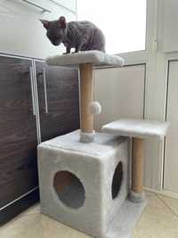 Дряпка для кота Когтеточка з лежанками Будиночок для кішок Сірий