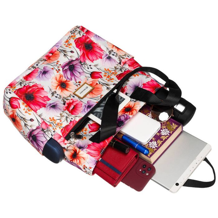 torba materiałowa shopper w kwiaty z szerokim paskiem - rovicky