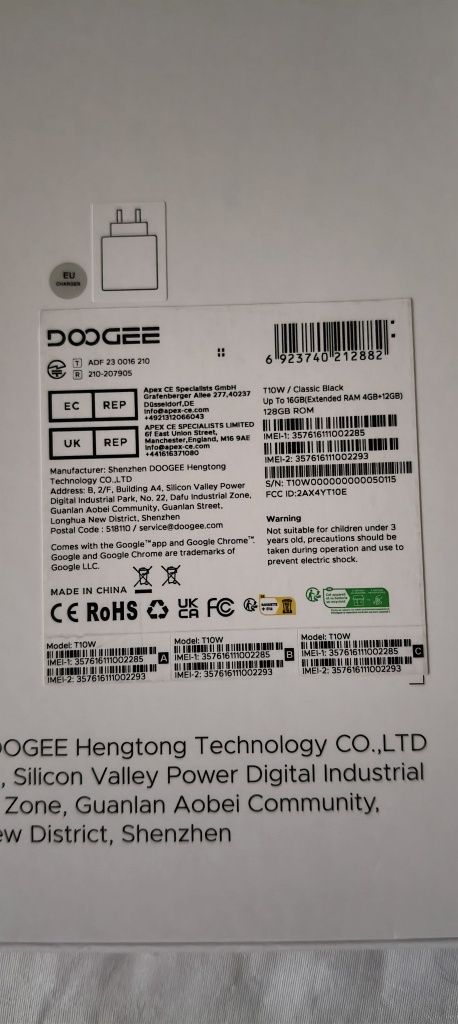 Tablet Doogee T10w 16Gb RAM + 128Gb