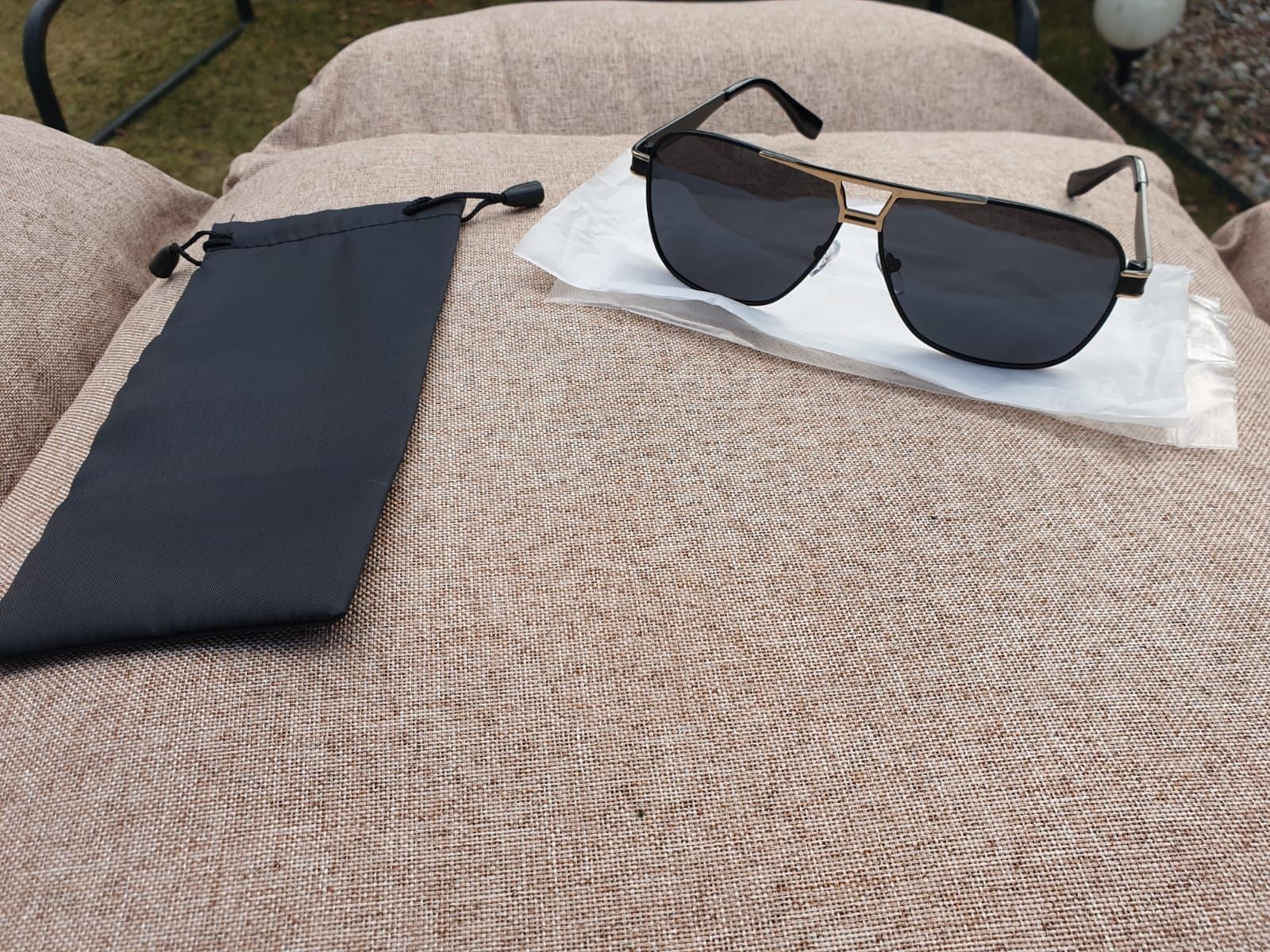 Nowe Okulary Polaryzacyjne UV400 przeciwsłoneczne Gucci Czarne Złote