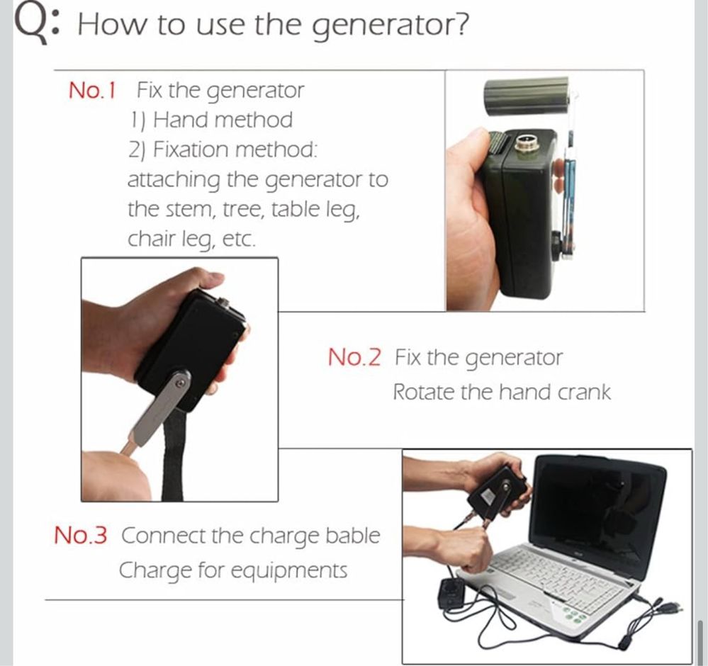 Generator prądu z korbą ręczną 30 W
