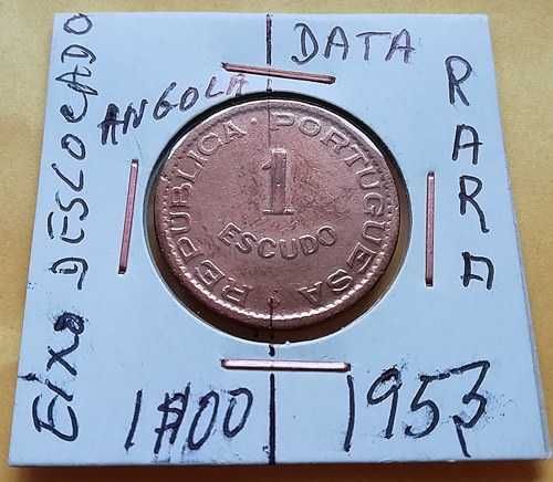 1 Escudo 1953 de Angola com eixo deslocado dificil Veja!!