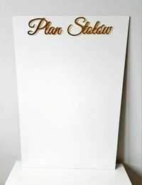 Plan stołów lustrzany złoty napis wesele
