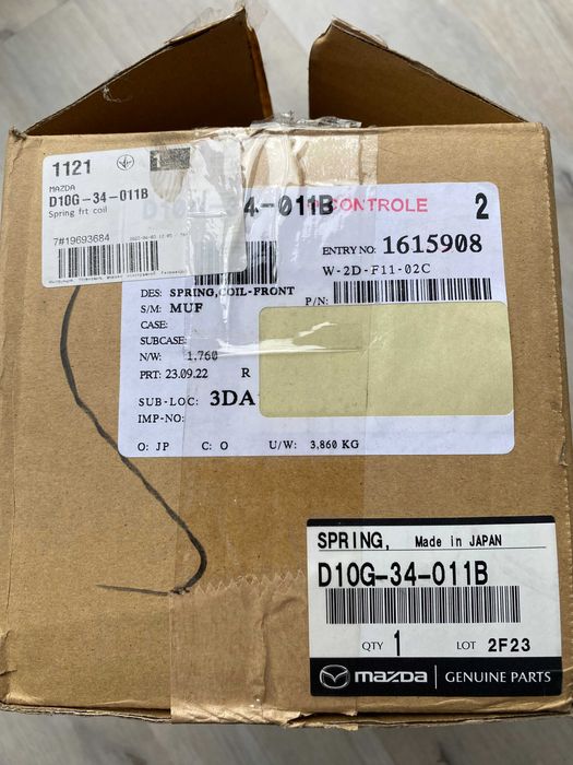 Пружина передня для Mazda CX3 2016-2021 D10G-34-011B