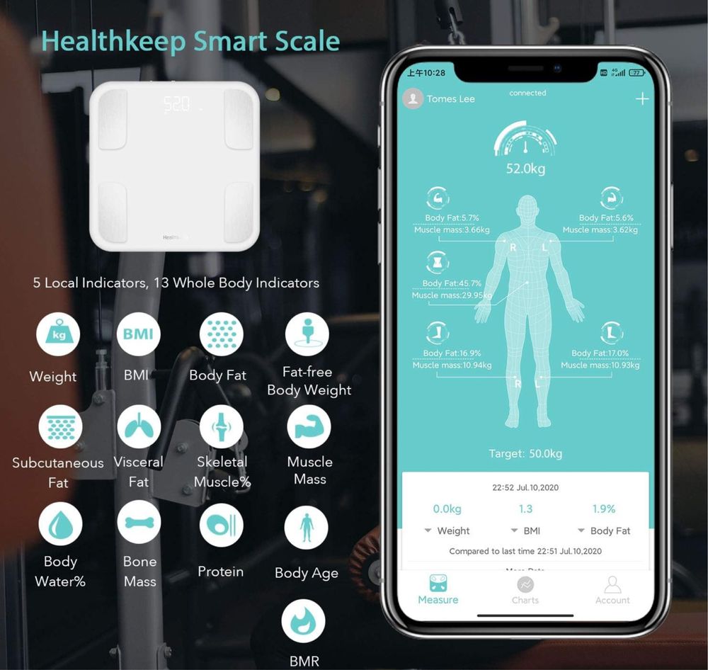 Healthkeep Waga łazienkowa miernik impedancji, waga cyfrowa