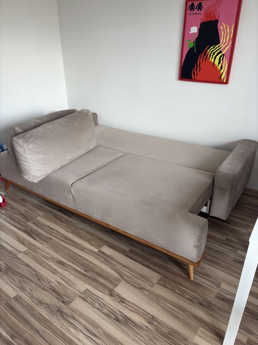 beżowa kanapa rozkładana z Agata Meble