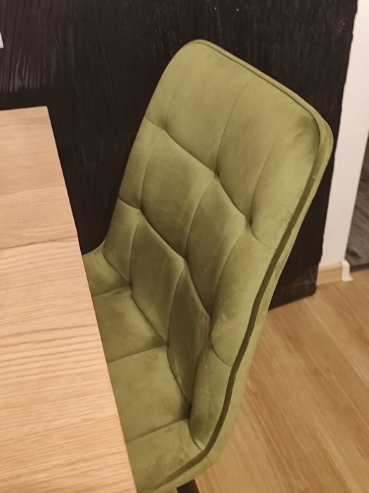 Krzesło welurowe chic oliwkowy - 2 sztuki