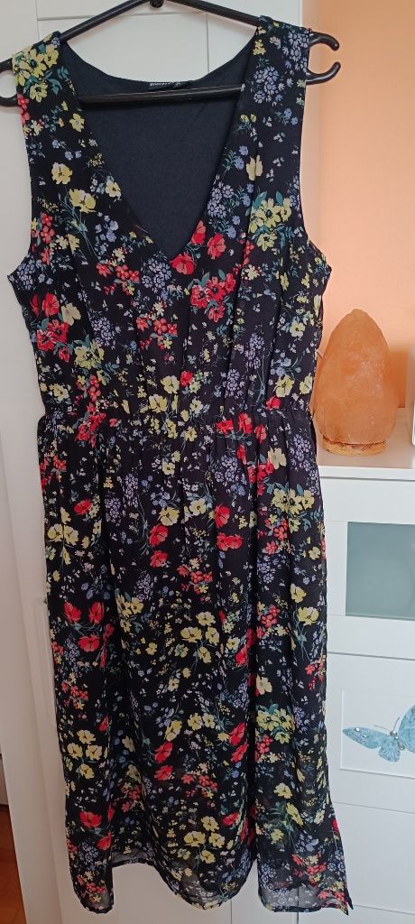 Sukienka indyjska łączka, r. 42, BonPrix, kwiaty, letnia sukienka