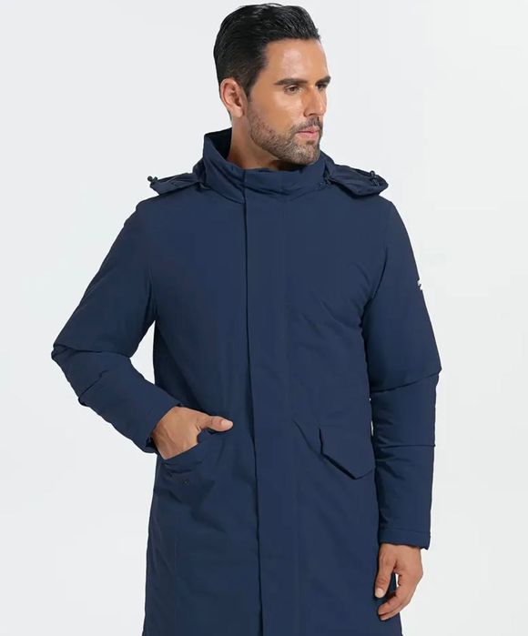 Нова Чоловіча модна  синя куртка з капюшоном - вітрозахисна тепла