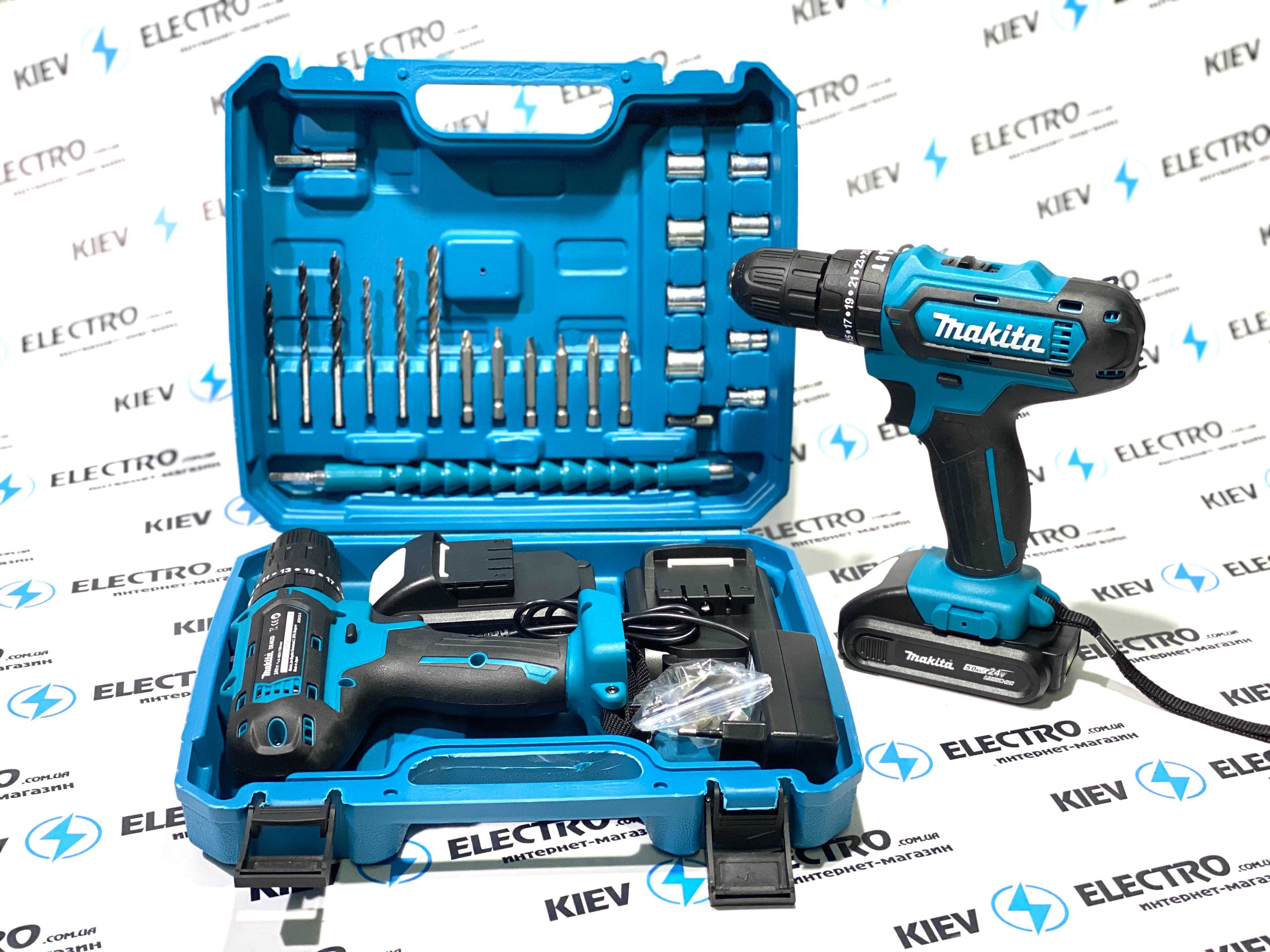 Шуруповерт MAKITA DE462D (24V/5Ah) с набором инструмента и ударом