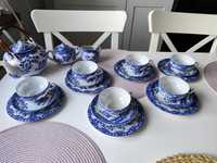 Niebiesko biały zestaw herbaciany z chińskiej porcelany