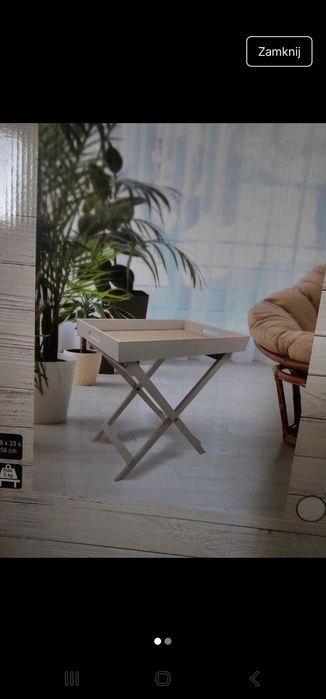 Stolik domowy drewniany kwietnik biały nowy