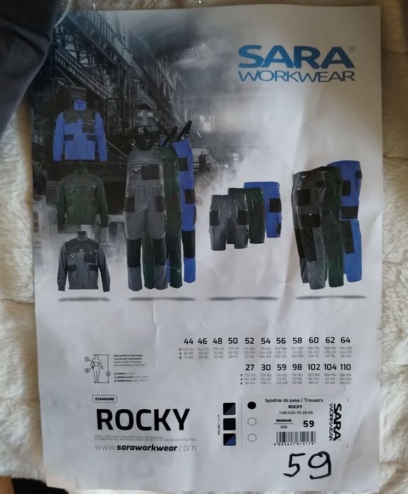 Nowe spodnie robocze "Rocky" 59, i "Hobart" 62,