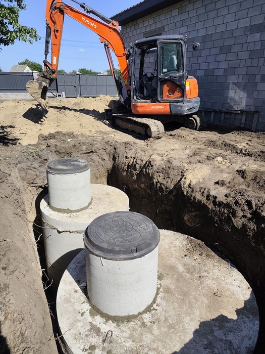 Септик під ключ.Каналізація+вода.Послуги мініекскаватора. Екскаватор