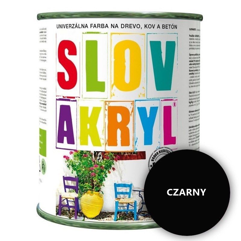 Slovakryl - Farba akrylowa do drewna, metalu i betonu CZARNY; 0,75 L