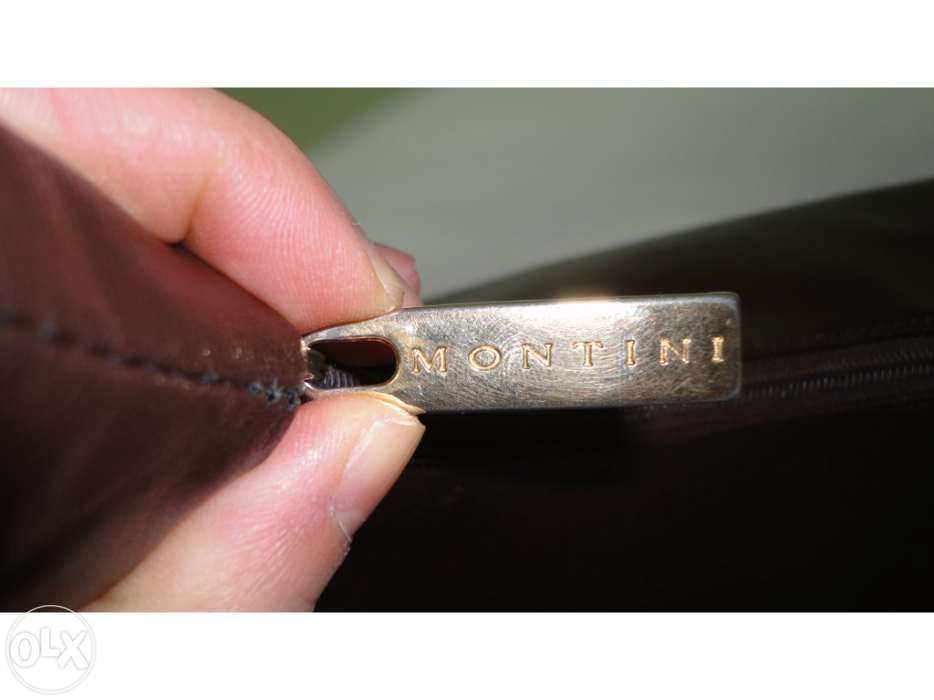 Mala de senhora em pele Montini castanho e creme