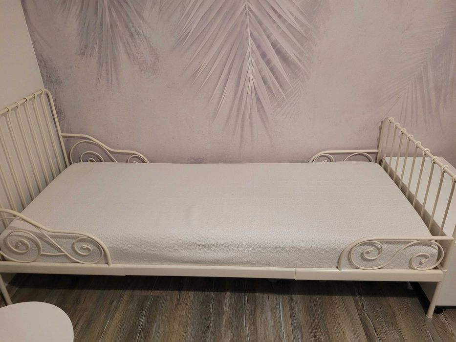 Łóżko regulowane Minnien Ikea Metalowe Kremowe 206x85 cm