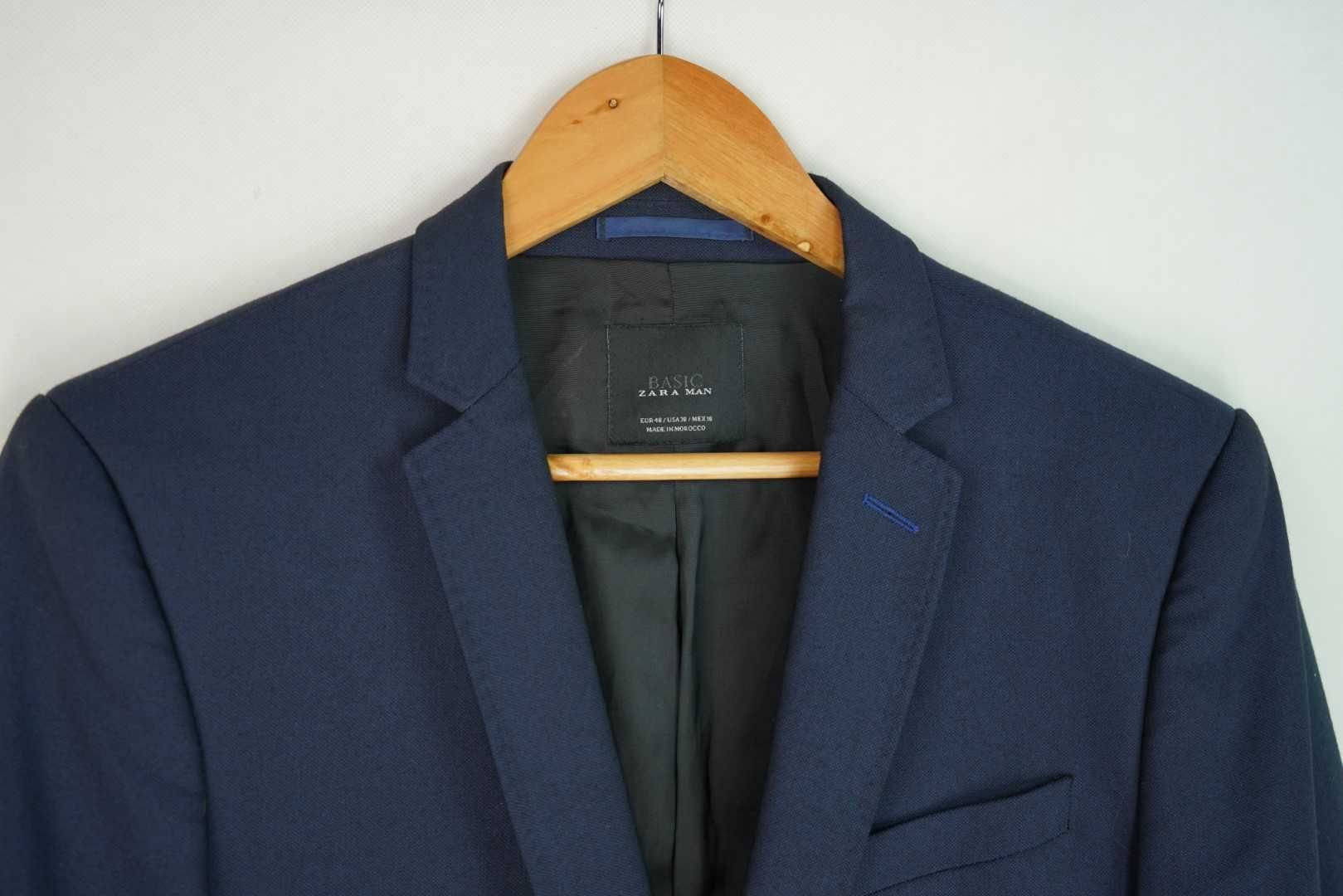 Zara granatowa marynarka męska 46 48 S M Slim