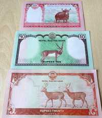 NEPAL - zestaw 3 banknotów, stan bankowy.