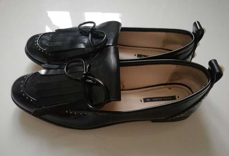 Zara czarne mokasyny Czarne loafersy Zara buty