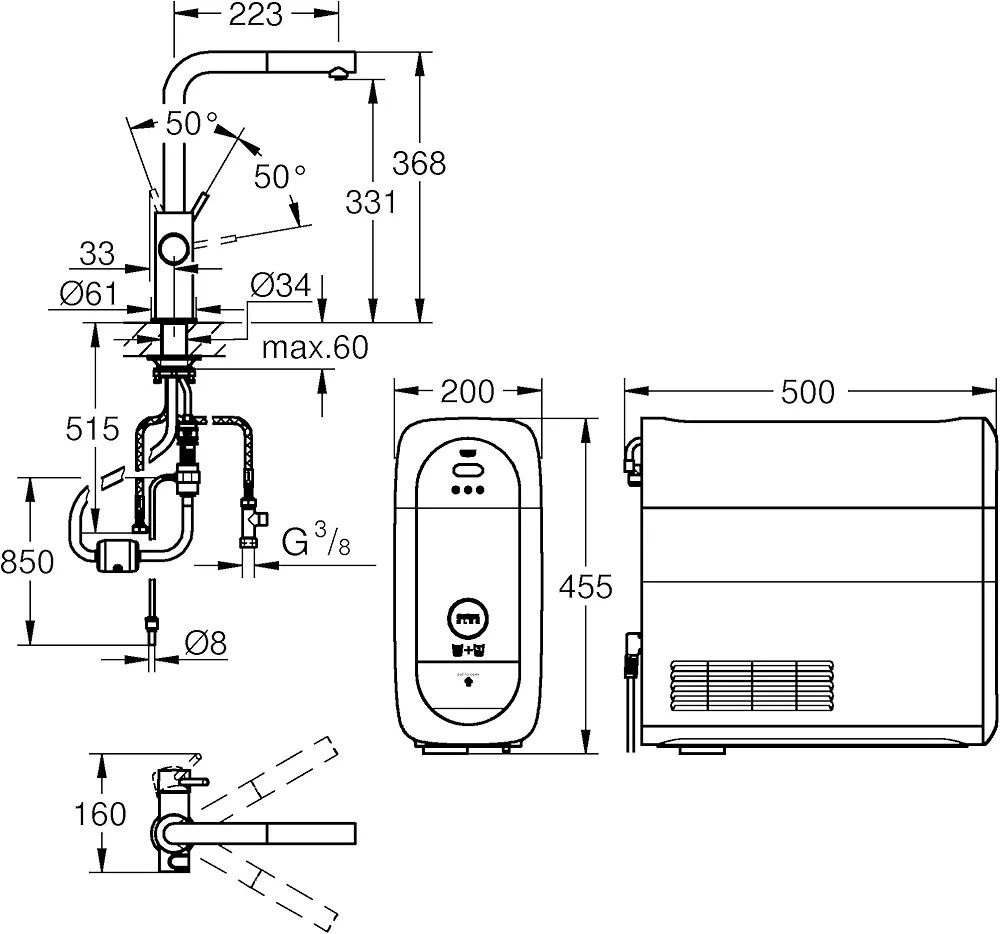 GROHE Blue Home Zestaw z funkcją filtra, WiFi 
do wody gazowanej, Wi-F