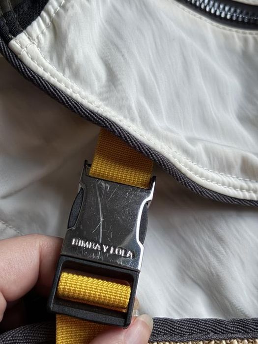 Великий кольоровий рюкзак bimba y lola білий хакі жовтий соломяний