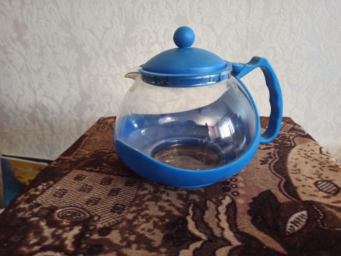 Чайник стеклянный 1,6л заварник сито чашка кувшин ёмкость для воды