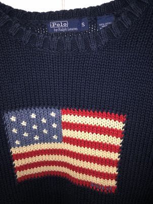 Sweter Polo z flagą amerykańską