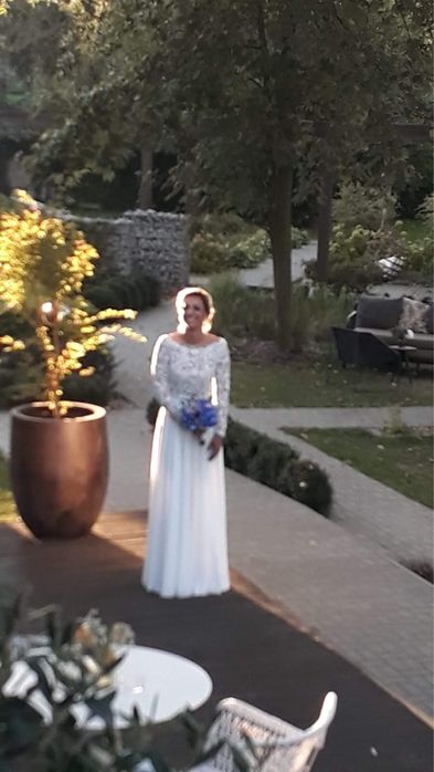 Suknia ślubna muślin i gipiura