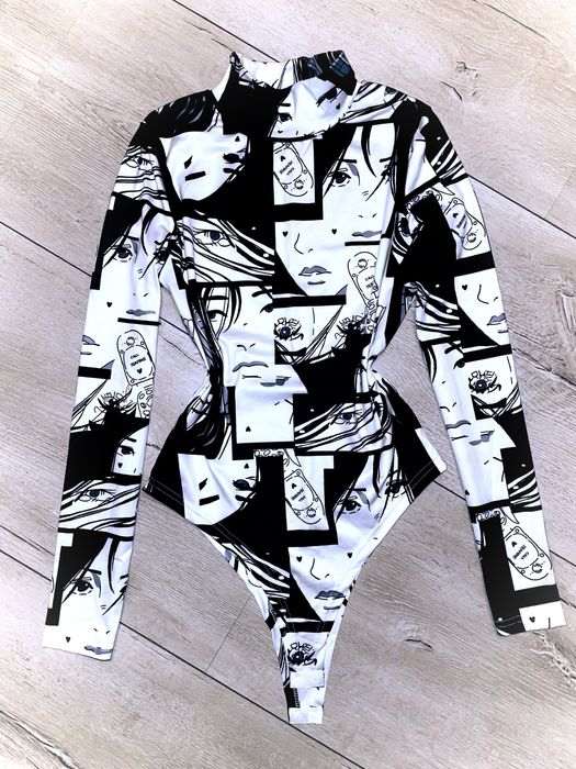 NOWE body czarno białe L