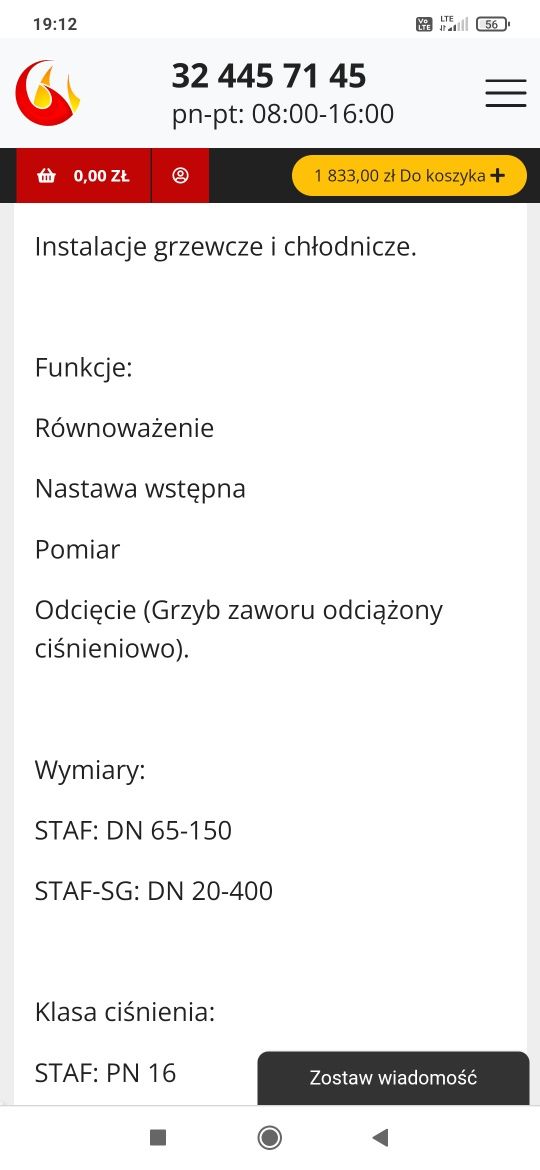 Zawór równoważący DN65