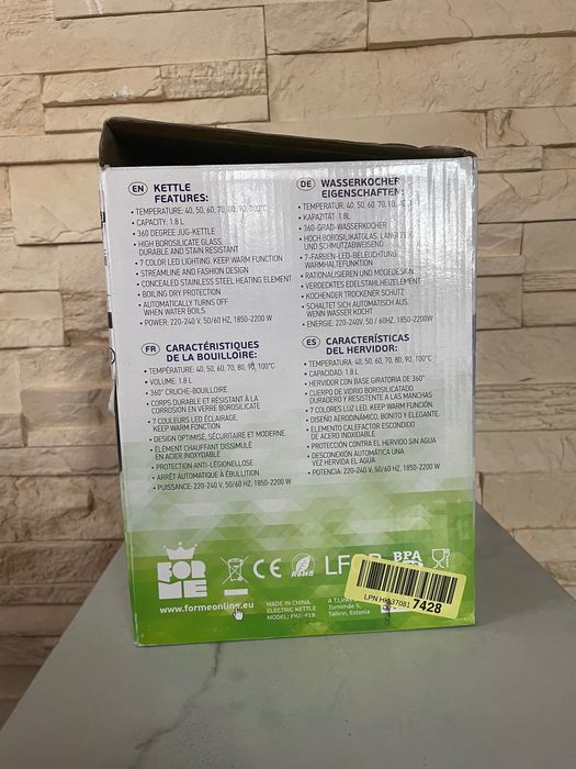 Czajnik elektryczny z regulacją temperatury FOR ME FKG-418, 2200W