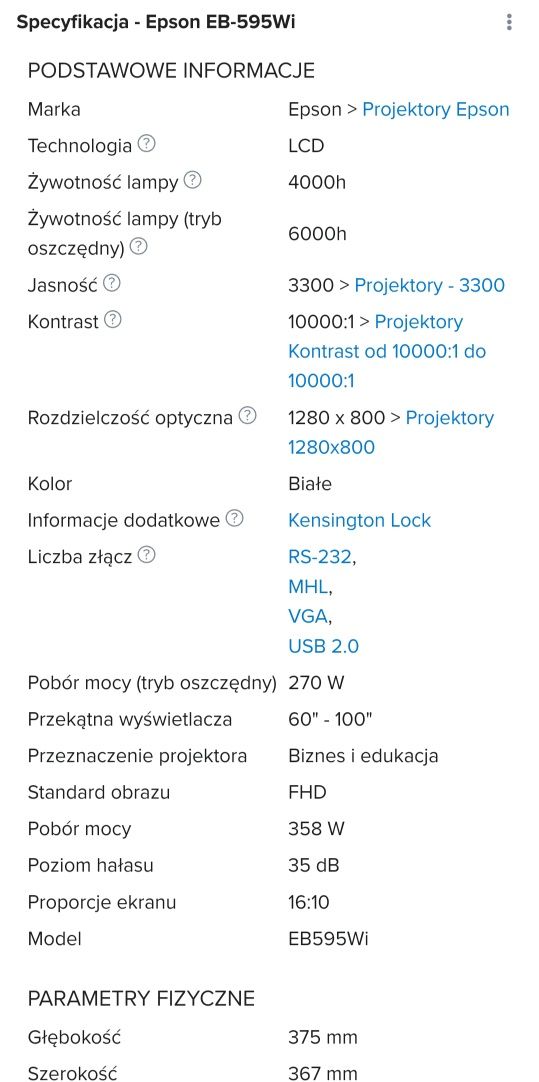 Projektor EPSON EB-595WI