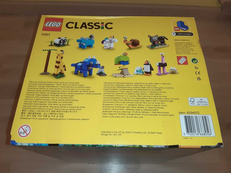 Puste pudełko Lego Classic po 11011 Bricks and Animals + instrukcja