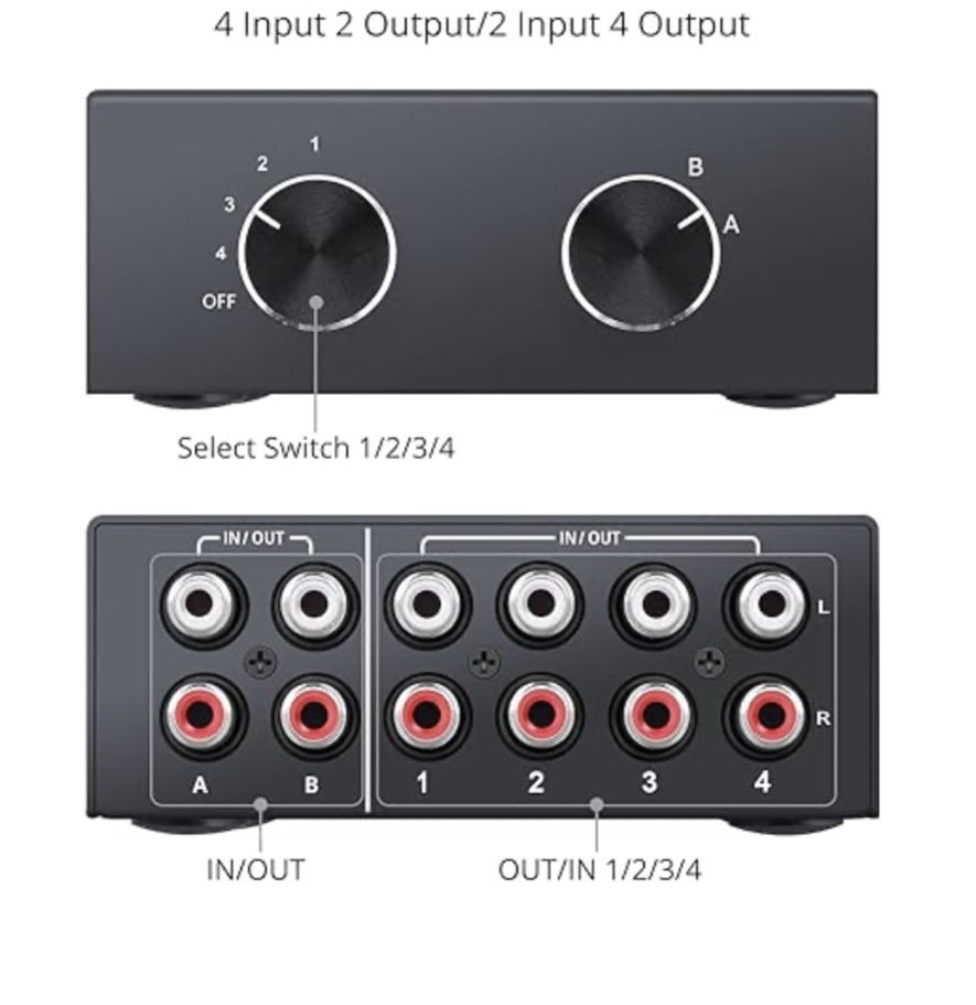Audio Switch RCA Amp 4vs1 ou 1vs4 - Bidirecional  (novo selado)