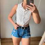 Krótki top na ramiączkach koronkowa z wiązaniem crop top rozmiar L