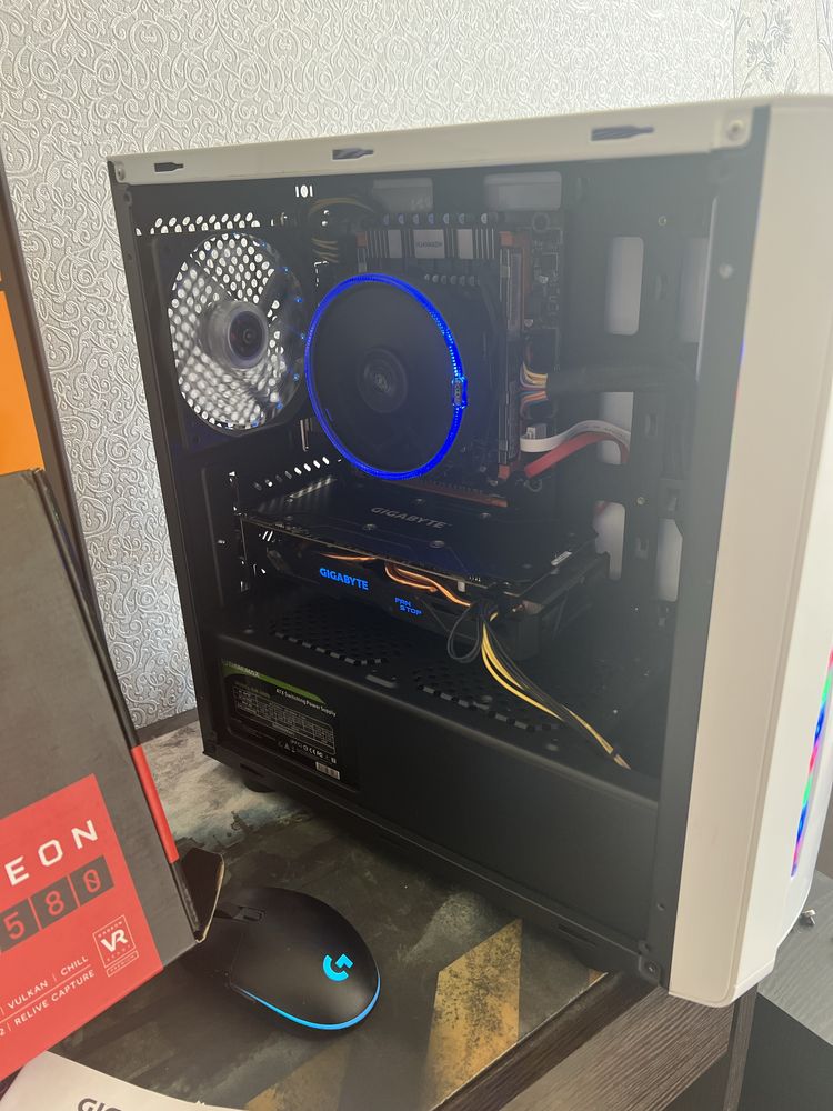 Игровой компьютер пк intel 6ядер amd radeon rx580 8gb ssd озу 16g rgb