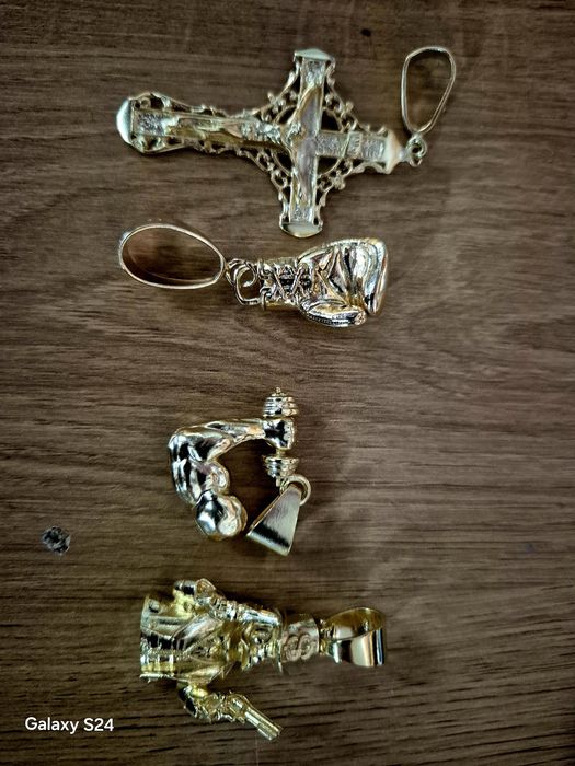 Pozłacane zawieszki złotem 14 karatowym srebro proba 925