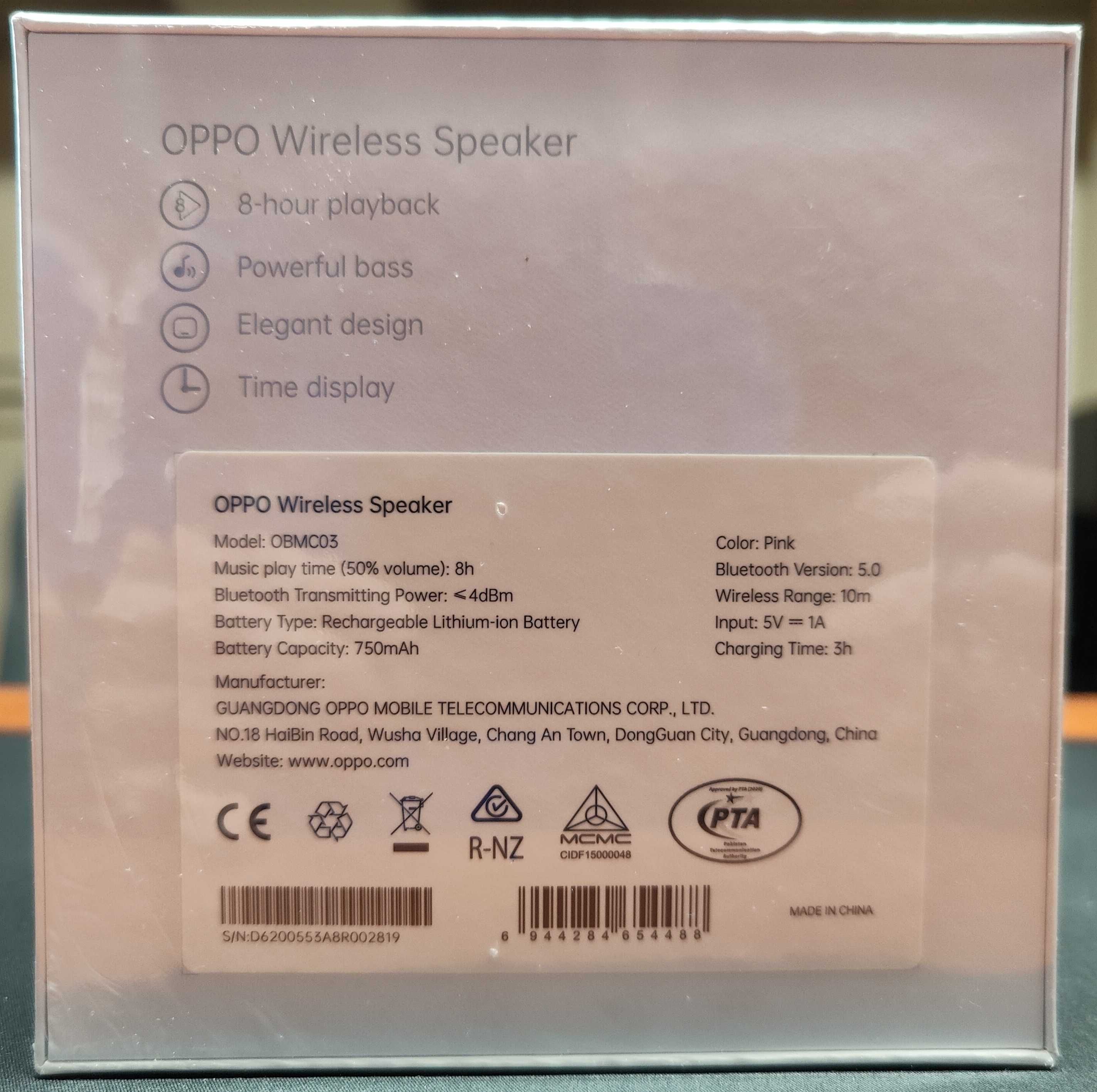 Głośnik Oppo Wireless OBMC03 pink - Bluetooth 5.0