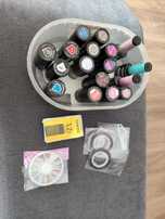 Zestaw do manicure hybrydowego  - lakiery + akcesoria.