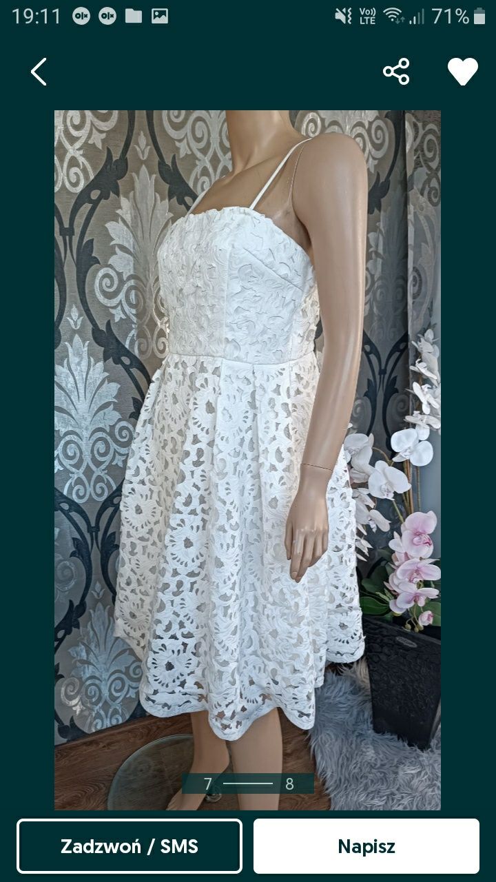 Chi Chi sukienka biała ażurowa elegancka koronka