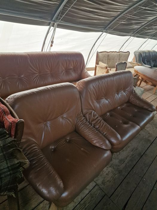 Zestaw wypoczynkowy skórzany 3+2+1