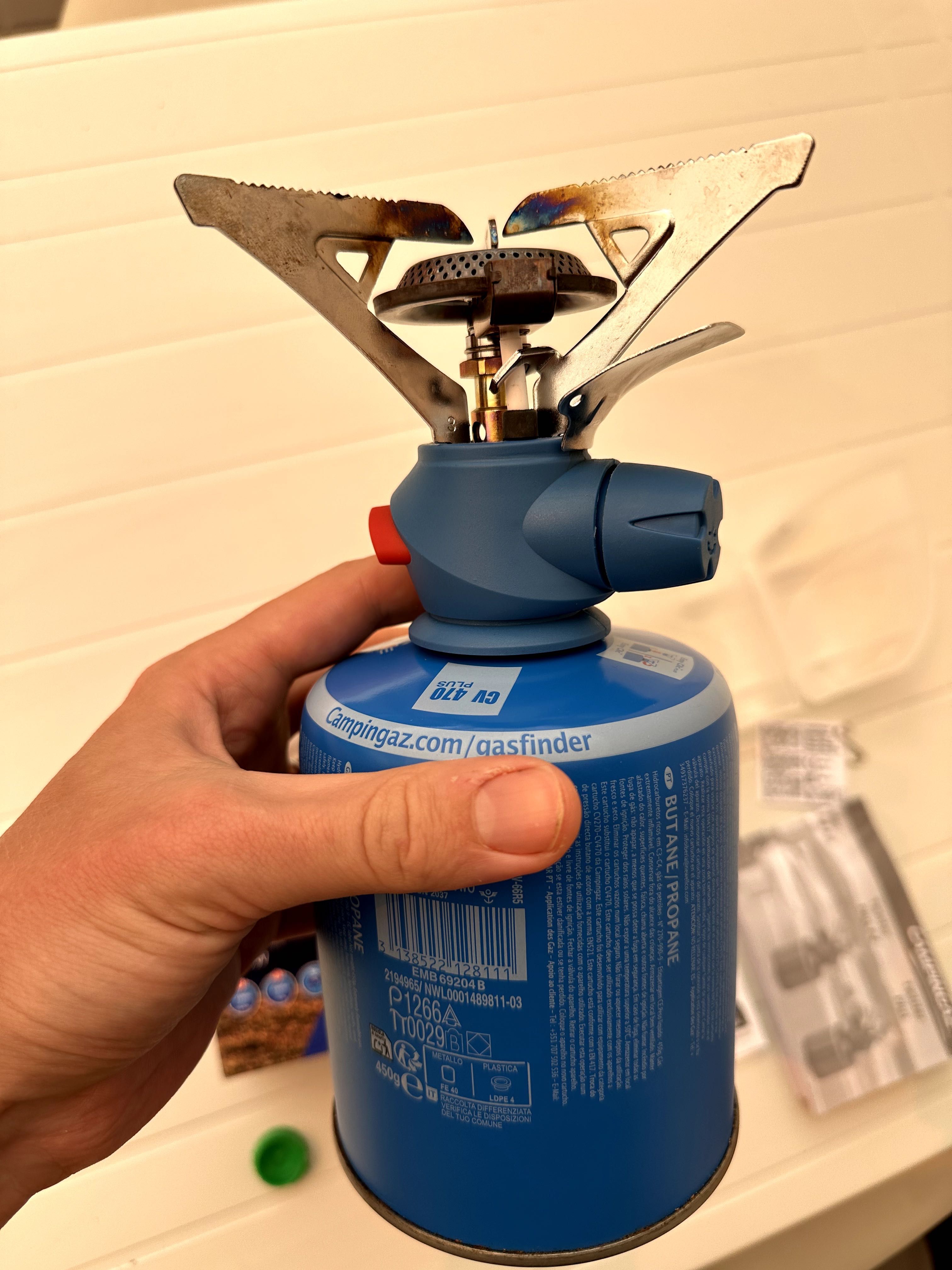 Fogão de campismo CampingGaz Twister PZ Kit+capa+cartucho de gás. Novo