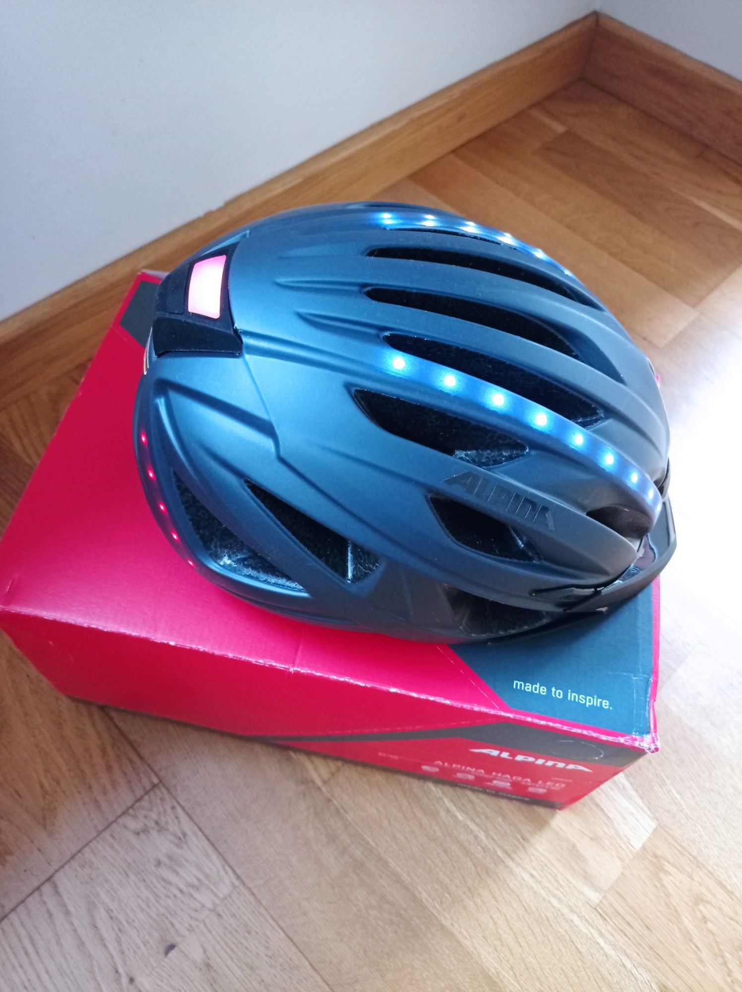 Alpina HAGA LED 51 56 indigo kask rowerowy miejski oświetlenie