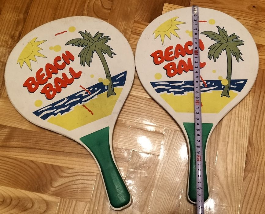 PALETKI RAKIETKI DREWNIANE plażowe do gry dla dzieci